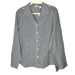 NWT Chico’s No Iron Button Down Shirt Stripped 100% Cotton Sz XL 16